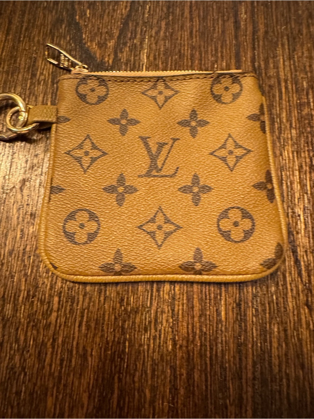 Monogram Canvas Tan and Brown Zip Key Pouch